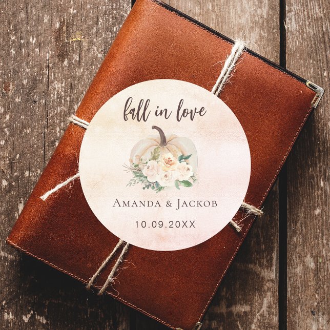 Kürbiscreme-Blume Hochzeit im Herbst Runder Aufkleber (Von Creator hochgeladen)