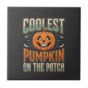 Kürbisdesign auf dem Kürbisfeld Halloween Design_1 Fliese