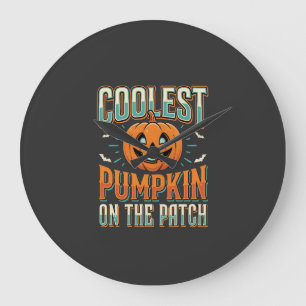 Kürbisdesign auf dem Kürbisfeld Halloween Design_1 Große Wanduhr