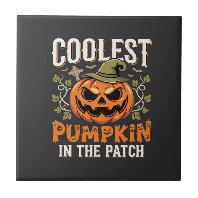 Kürbisdesign Halloween Patch Fliese (Vorderseite)