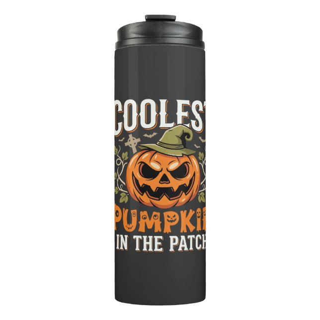 Kürbisdesign Halloween Patch Thermosbecher (Vorderseite)