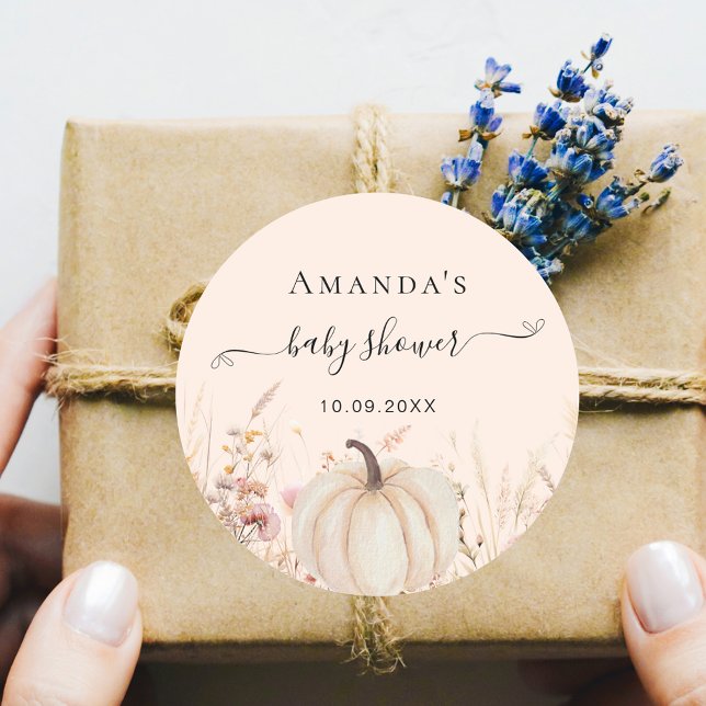 Kürbisdusche Wildblumen Runder Aufkleber (Von Creator hochgeladen)