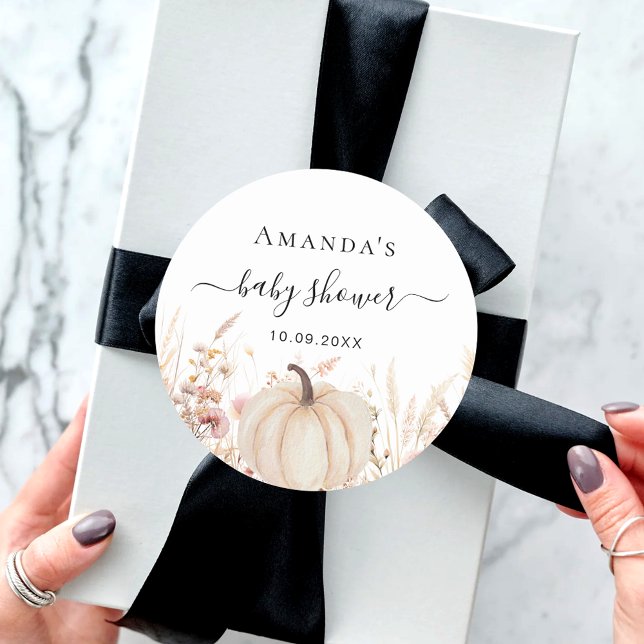 Kürbisdusche Wildblumen Runder Aufkleber (Von Creator hochgeladen)