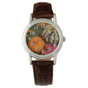 Kürbise und Blätter Armbanduhr