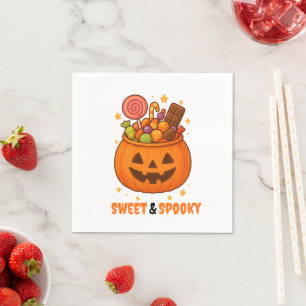 Kürbiseimer voll süß - Halloween Serviette