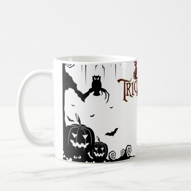 Kürbiseulen Halloween Kaffeetasse (Links)