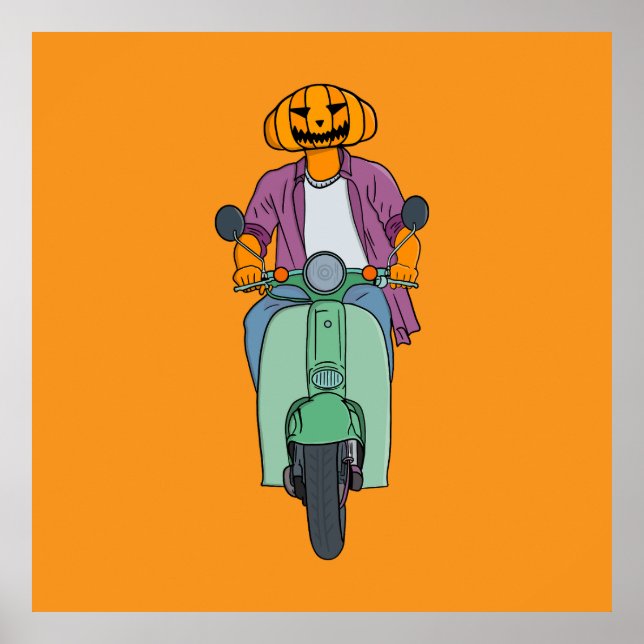 Kürbisfahrer auf Mint-Scooter Poster (Vorne)
