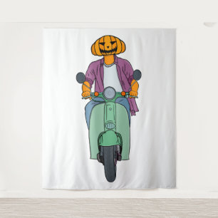 Kürbisfahrer auf Mint-Scooter Wandteppich