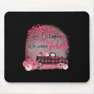 Kürbisfahrer im Oktober tragen wir rosa Brustkreuz Mousepad