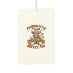Kürbisfeld-Aufseher Highland-Kuh Vintage-Shirt Autolufterfrischer