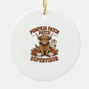 Kürbisfeld-Aufseher Highland-Kuh Vintage-Shirt Keramik Ornament