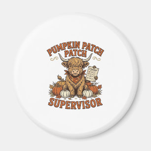 Kürbisfeld-Aufseher Highland-Kuh Vintage-Shirt Magnet