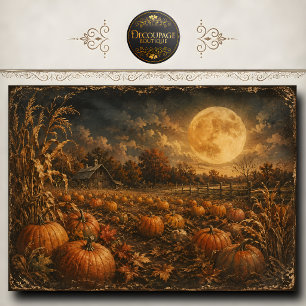 Kürbisfeld-Erntmond-Dekupage Seidenpapier