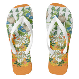 Kürbisfeld Festival Herbstfarben Laub Grüne Pflanz Flip Flops