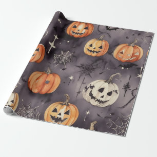 Kürbisfeld Freude: Halloween gruseliges Muster Geschenkpapier