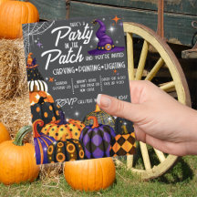 Kürbisfeld-Halloween-Party-Einladung
