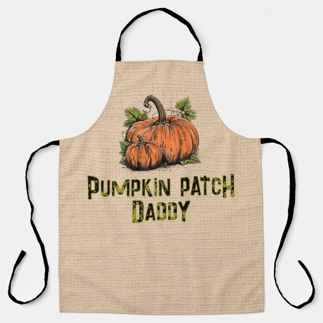 Kürbisfeld-Kind Halloween-Faux-Jute  Schürze (Vorderseite)