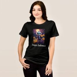 Kürbisflicken-Skelett-Begleiter Tri-Blend Shirt