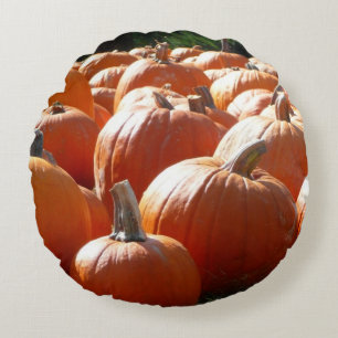 Kürbisfoto für Herbst, Halloween oder Erntedankfes Rundes Kissen