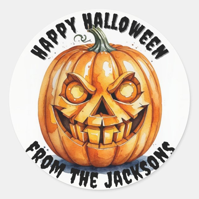 Kürbisfröhliches Halloween Classic Round Stickers (Vorderseite)