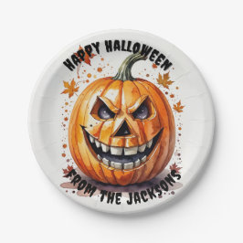 Kürbisfröhliches Halloween-Party Pappteller