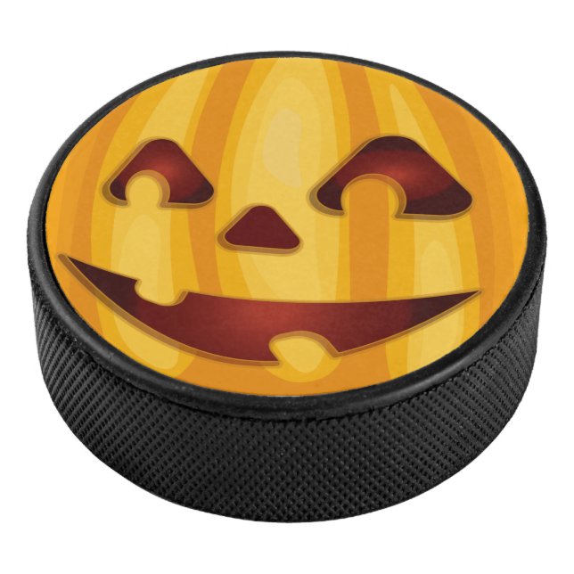 Kürbisgemälde, die Halloween-Design lächeln Eishockey Puck (3/4)