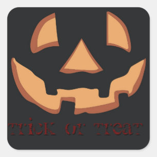 Kürbisgesicht für Halloween Quadratischer Aufkleber