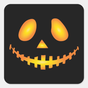Kürbisgesicht Halloween Kürbislaterne Spooky Quadratischer Aufkleber