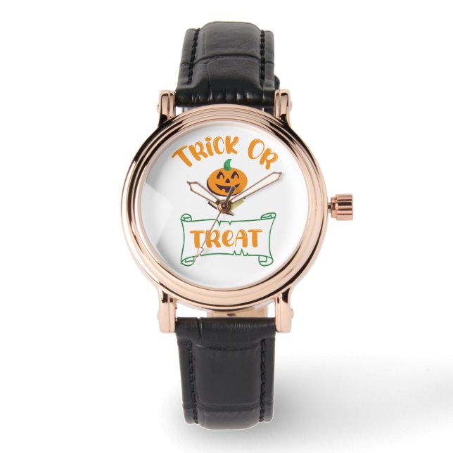 Kürbisgesicht Halloween oder Kreuzknochen probiere Armbanduhr (Vorderseite)