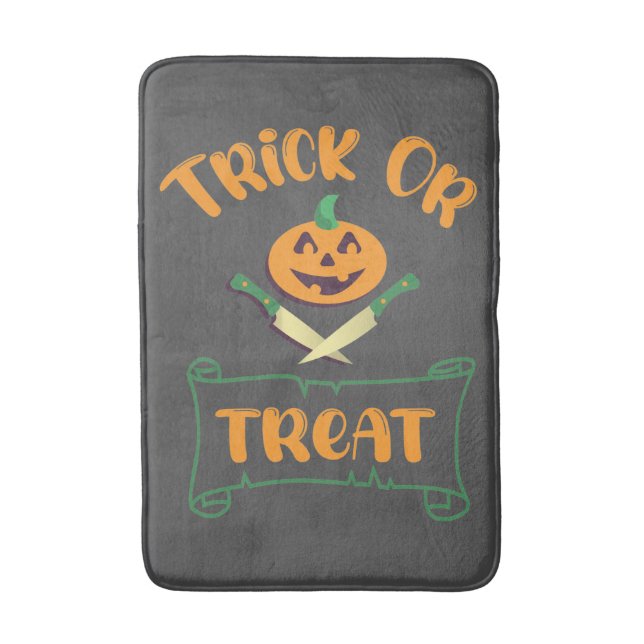 Kürbisgesicht Halloween oder Kreuzknochen probiere Badematte (Vorderseite Vertikal)