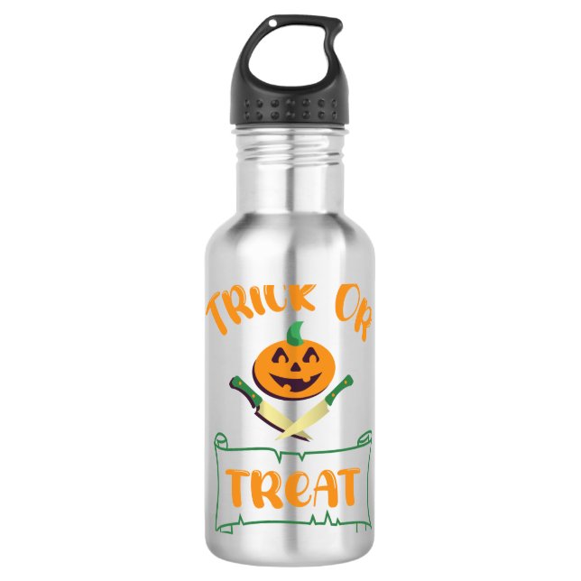 Kürbisgesicht Halloween oder Kreuzknochen probiere Edelstahlflasche (Vorderseite)