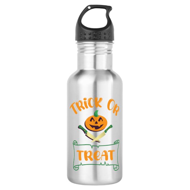 Kürbisgesicht Halloween oder Kreuzknochen probiere Edelstahlflasche (Vorderseite)