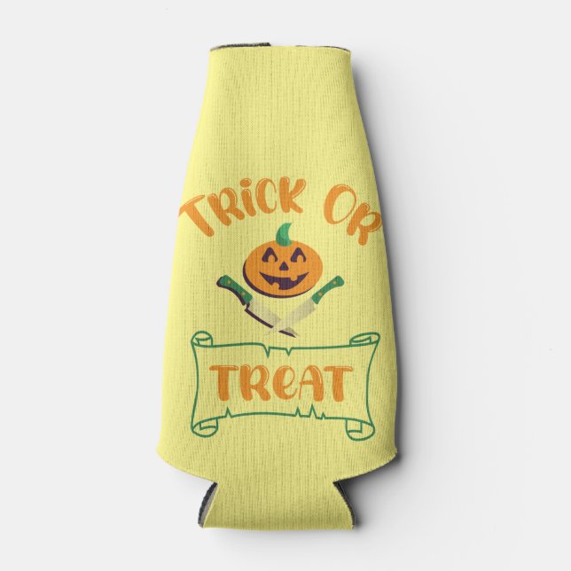 Kürbisgesicht Halloween oder Kreuzknochen probiere Flaschenkühler (Vorderseite)