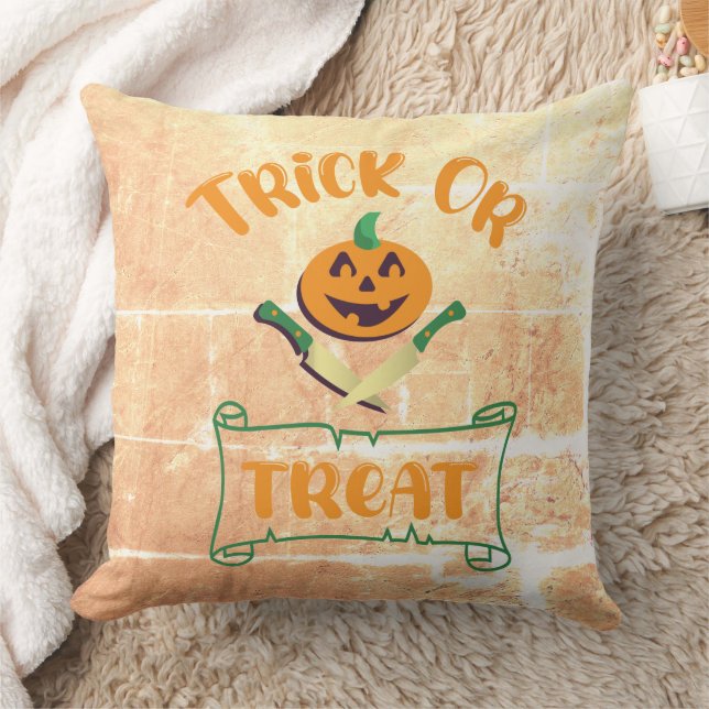 Kürbisgesicht Halloween oder Kreuzknochen probiere Kissen (Decke)