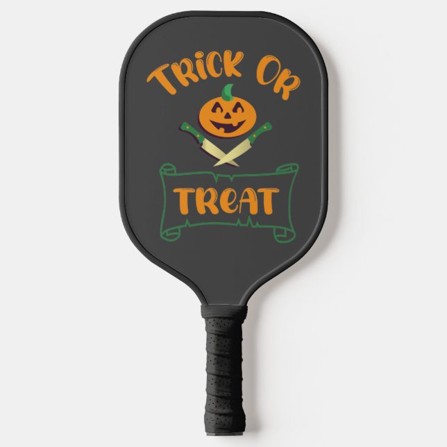 Kürbisgesicht Halloween oder Kreuzknochen probiere Pickleball Schläger (Vorderseite)