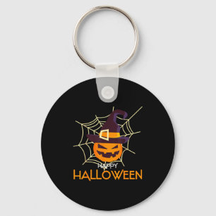 Kürbisgesicht Jack o Laterne Spinnennetz Halloween Schlüsselanhänger