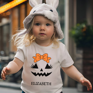 Kürbisgesicht Süßes Mädchen Individuelles Hallowee Baby T-shirt