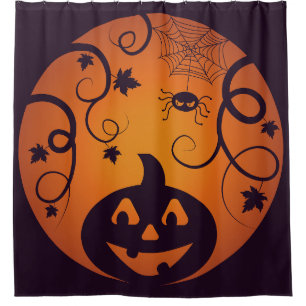 Kürbisgesicht und Spinne der Kürbislaterne Hallowe Duschvorhang