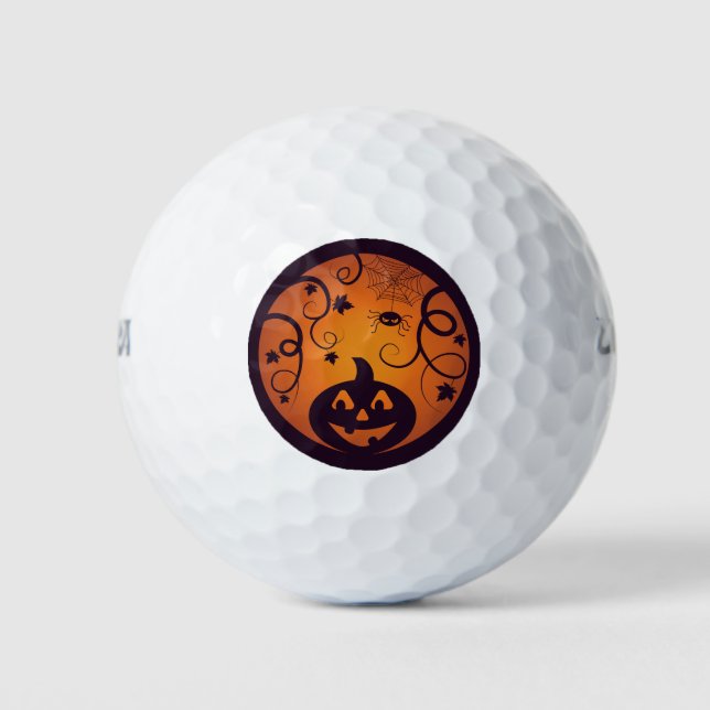 Kürbisgesicht und Spinne der Kürbislaterne Hallowe Golfball (Vorderseite)