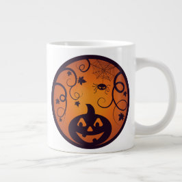 Kürbisgesicht und Spinne der Kürbislaterne Hallowe Jumbo-Tasse