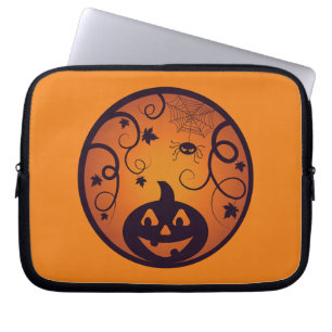 Kürbisgesicht und Spinne der Kürbislaterne Hallowe Laptopschutzhülle