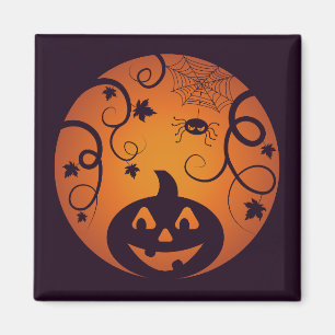 Kürbisgesicht und Spinne der Kürbislaterne Hallowe Magnet