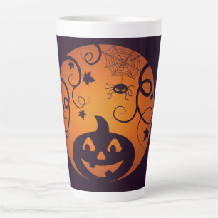 Kürbisgesicht und Spinne der Kürbislaterne Hallowe Milchtasse