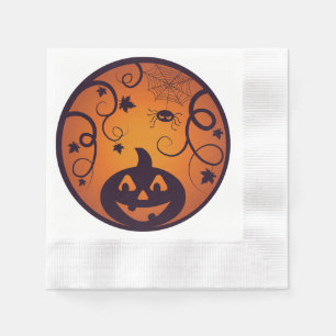 Kürbisgesicht und Spinne der Kürbislaterne Hallowe Serviette
