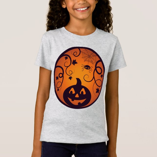 Kürbisgesicht und Spinne der Kürbislaterne Hallowe T-Shirt (Vorderseite)