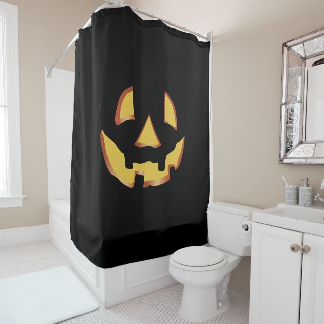 Kürbisgesicht zu Halloween Duschvorhang (Beispiel)