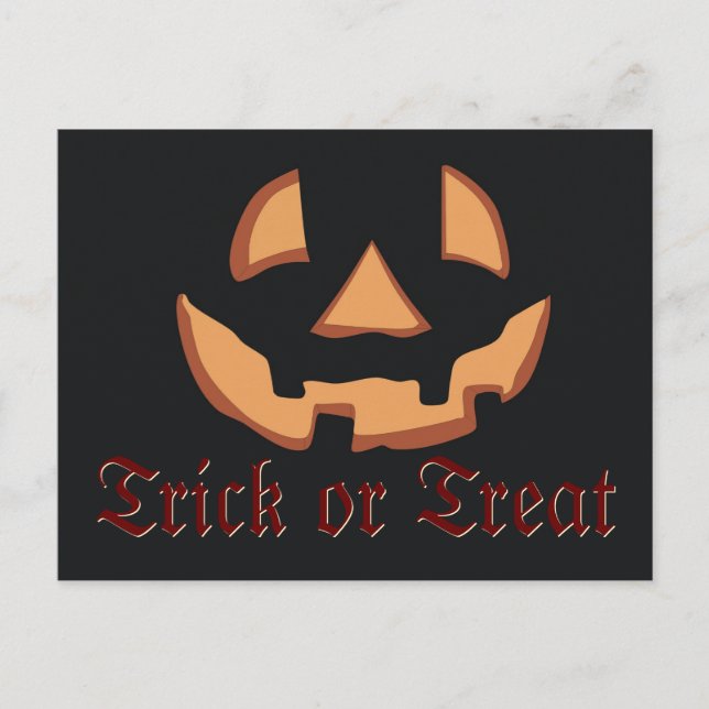 Kürbisgesicht zu Halloween Postkarte (Vorderseite)