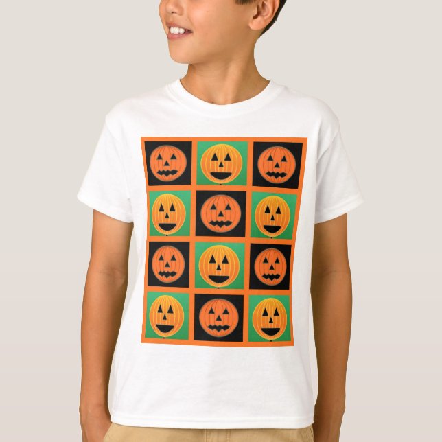 Kürbisgesichtsmuster T-Shirt (Vorderseite)