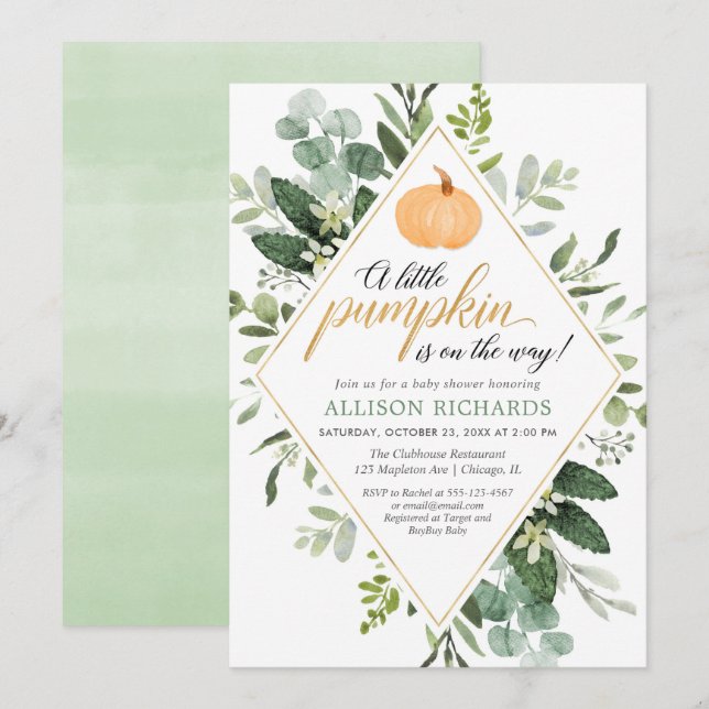 Kürbisgewächse Eukalyptus fallen geschlechtsneutra Einladung (Vorne/Hinten)