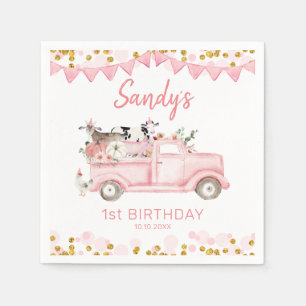 Kürbisgewächse Pink-LKW-LKW-Antrieb durch Geburtst Serviette